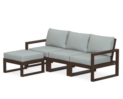 POLYWOOD® EDGE 4-Piece Modular Deep Seating Set with Ottoman in Mahogany / Spa