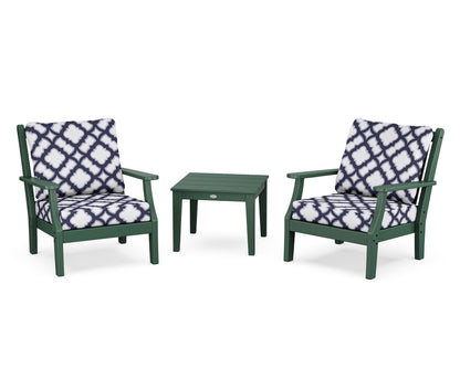 Country Living Wovendale 3-Piece Deep Seating Set in Green / Trellis Navy