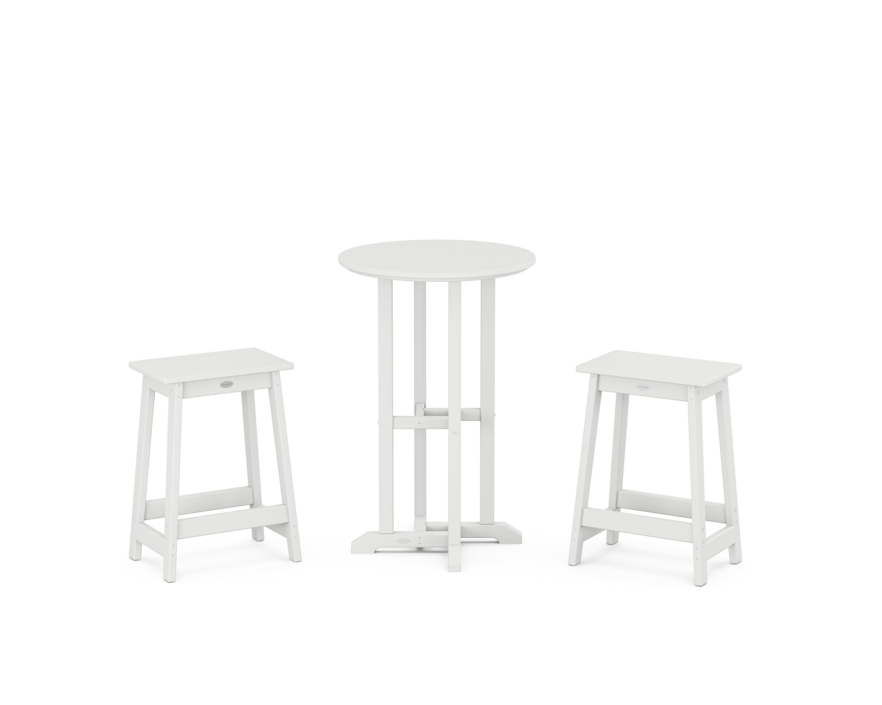 POLYWOOD® Modern Studio Counter Stool 3-Piece Bistro Set in White