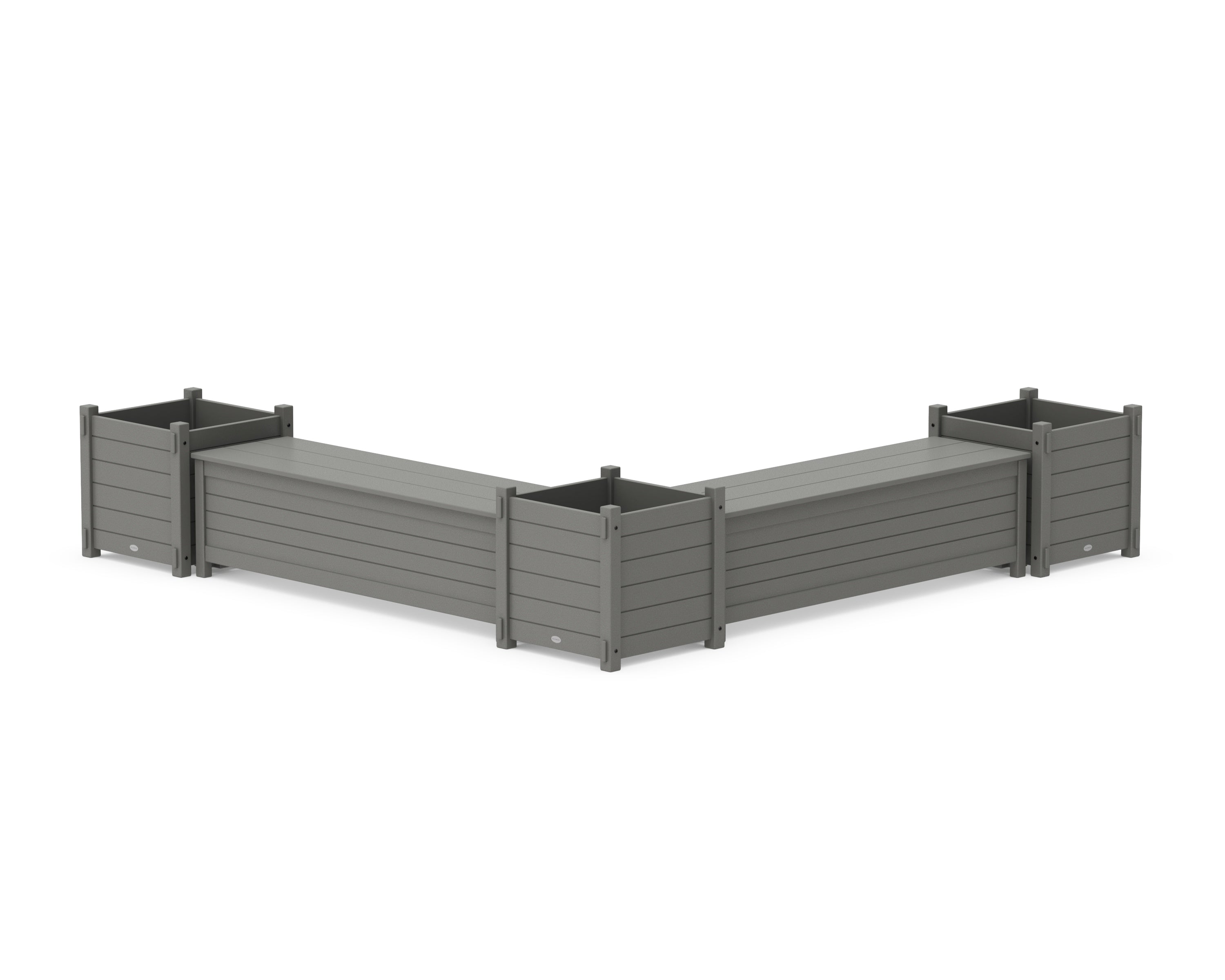POLYWOOD® 60" Nautical L- Shaped Planter Storage Bench Corner Set- Large in Slate Grey