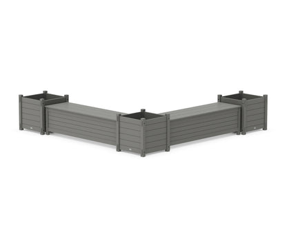 POLYWOOD® 60" Nautical L- Shaped Planter Storage Bench Corner Set- Large in Slate Grey