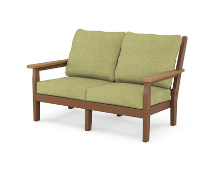 POLYWOOD® Chippendale Deep Seating Loveseat in Teak / Natural / Chartreuse Boucle