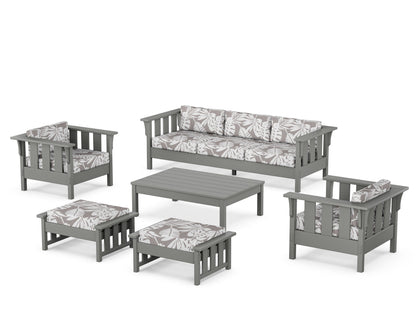 Martha Stewart by POLYWOOD® Acadia 6-Piece Lounge Sofa Set in Slate Grey / Leaf Grey Mist