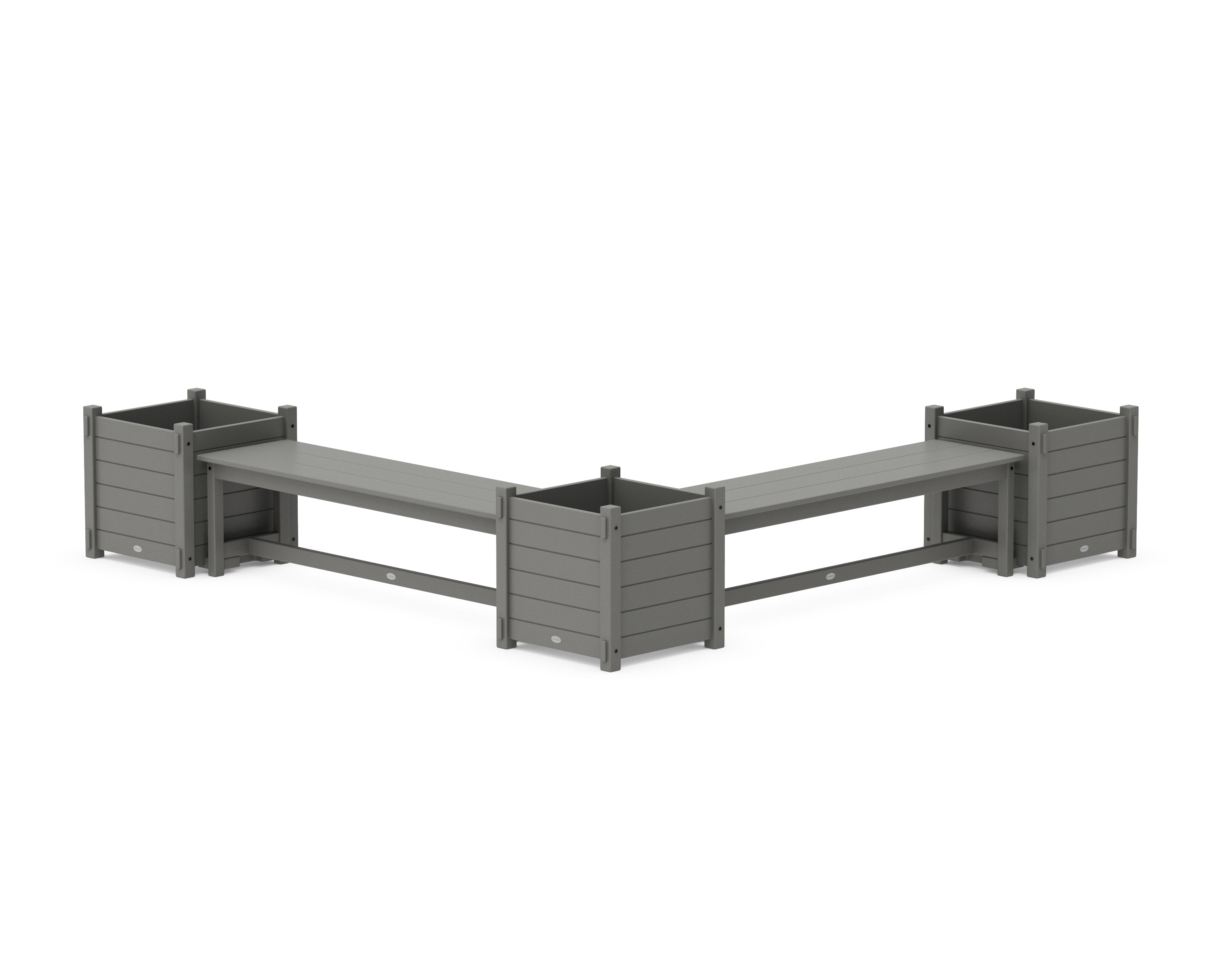 POLYWOOD® 60" Nautical L- Shaped Planter Bench Corner Set - Large in Slate Grey