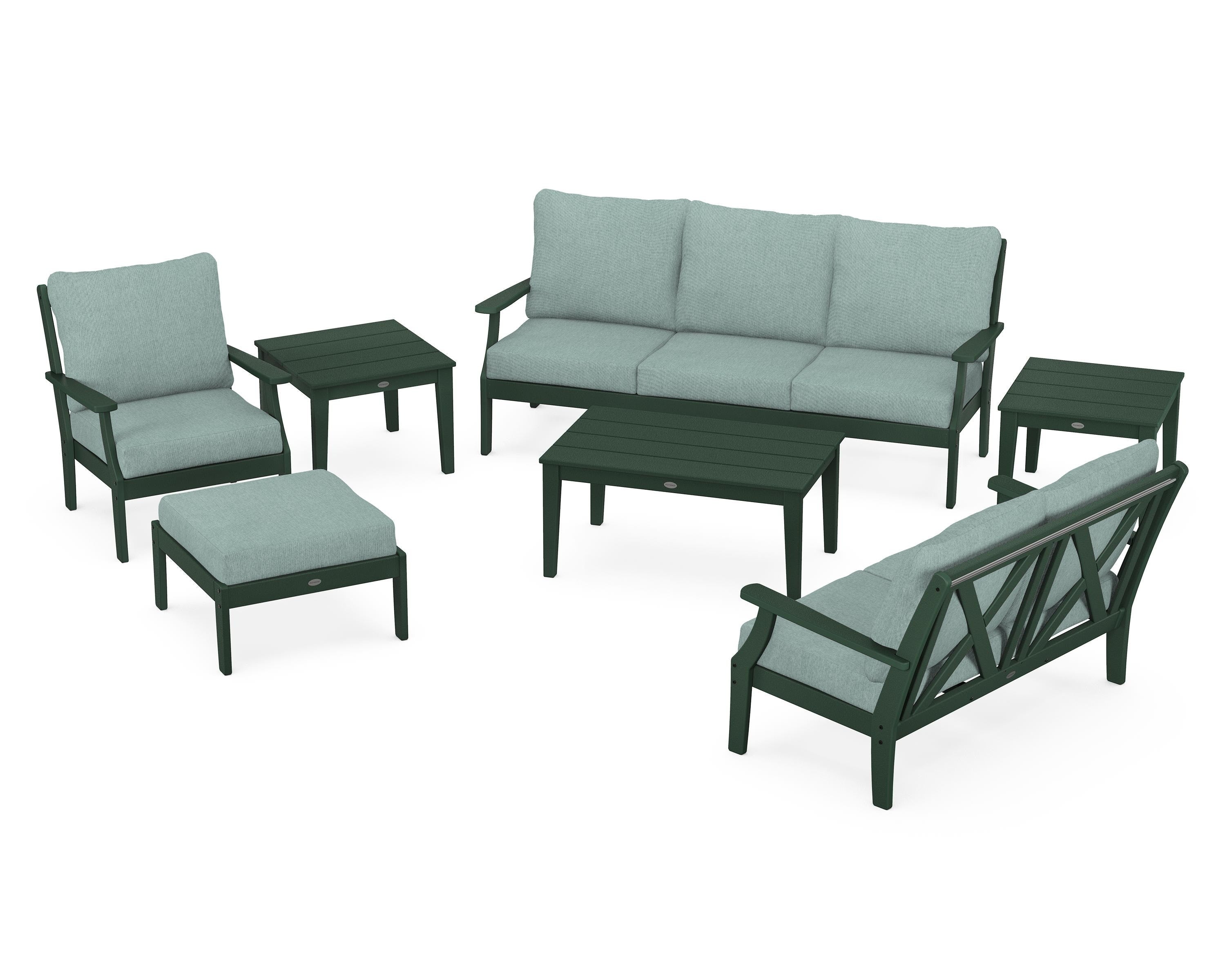 POLYWOOD® Braxton 7-Piece Deep Seating Set in Green / Glacier Spa