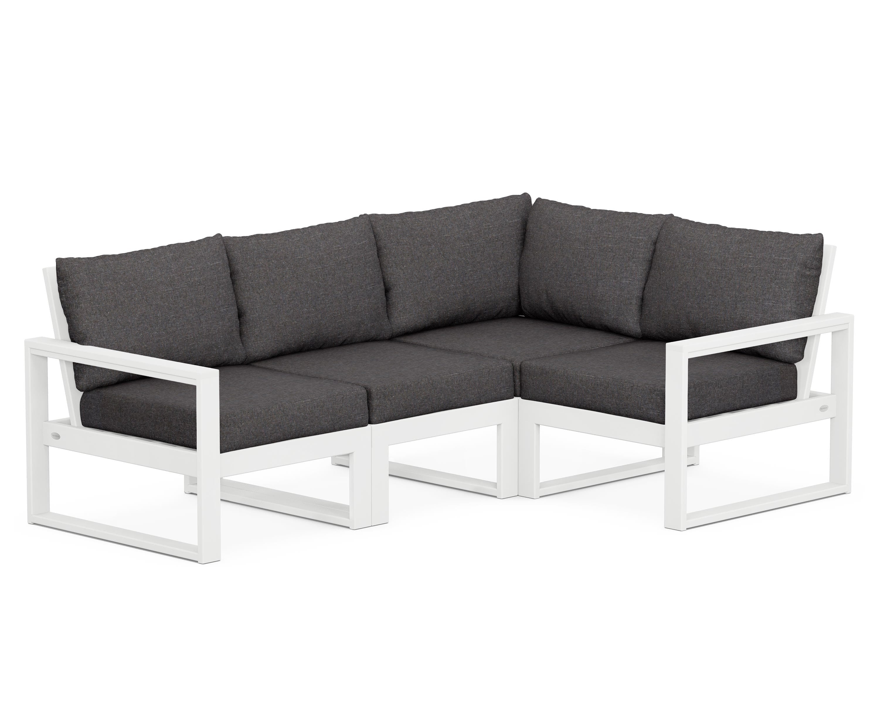 POLYWOOD® EDGE 4-Piece Modular Deep Seating Set in White / Ash Charcoal