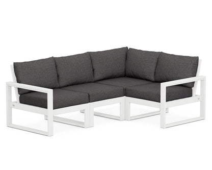 POLYWOOD® EDGE 4-Piece Modular Deep Seating Set in White / Ash Charcoal