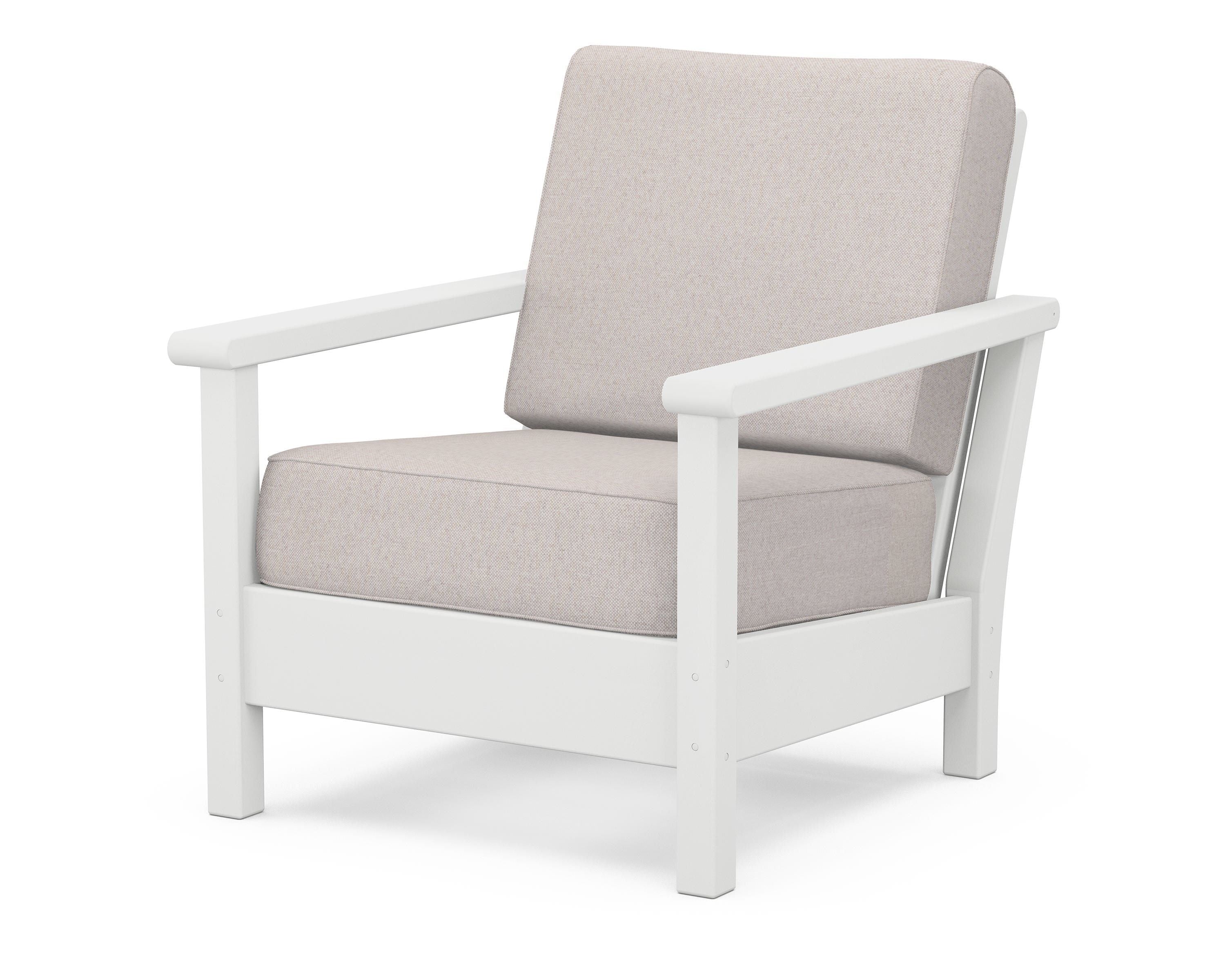 POLYWOOD® Harbour Deep Seating Chair in White / Dune Burlap
