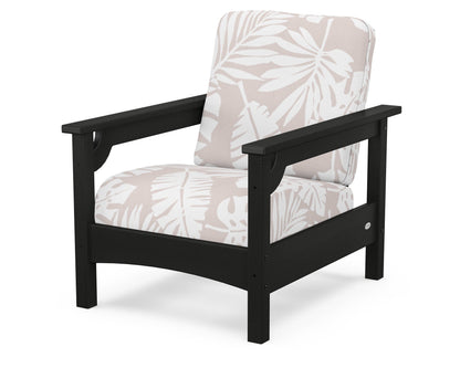 POLYWOOD® Club Chair in Black / Leaf Dune Burlap