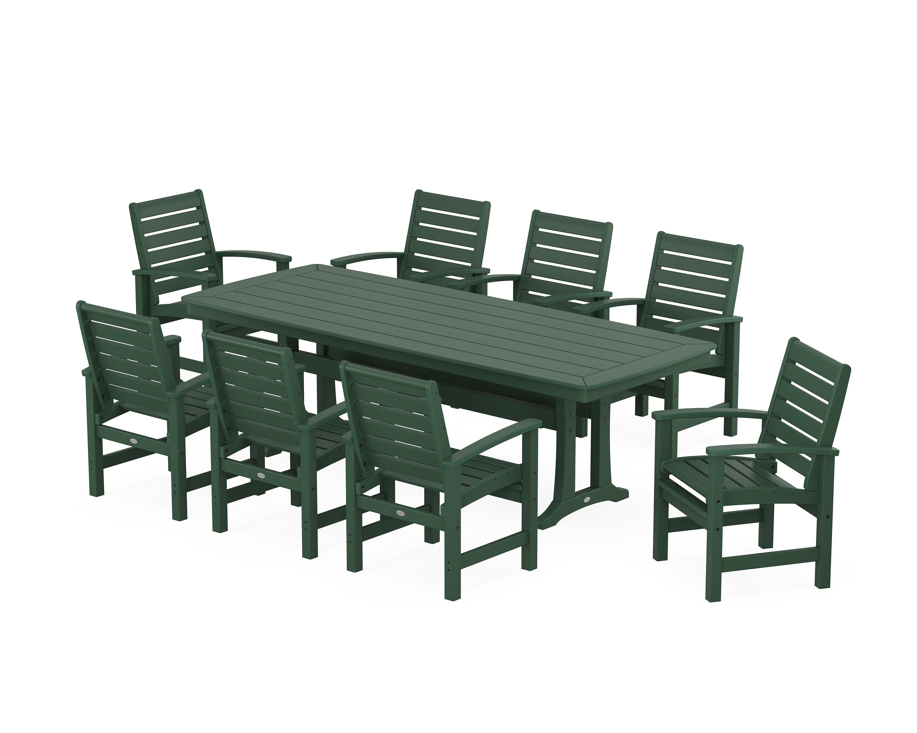 POLYWOOD® Signature 9-Piece Dining Set with Trestle Legs in Green