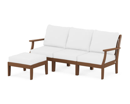 POLYWOOD® Braxton Modular 4-Piece Deep Seating Set with Ottoman in Teak / Natural