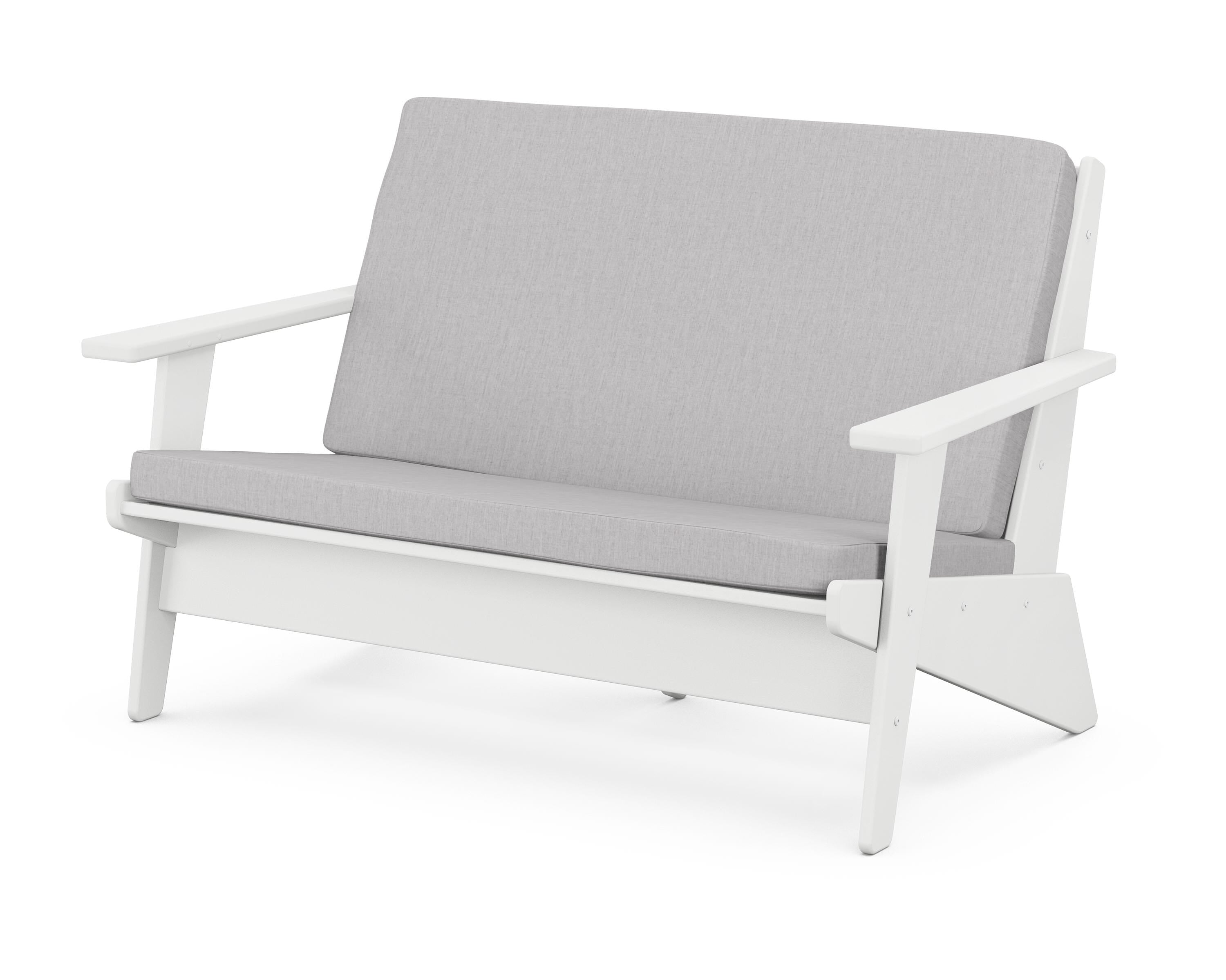 POLYWOOD® Riviera Modern Lounge Loveseat in White / Granite