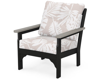 POLYWOOD® Vineyard Deep Seating Chair in Black / Driftwood / Leaf Dune Burlap
