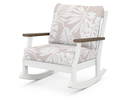 POLYWOOD® Braxton Deep Seating Rocking Chair in White / Kona / Leaf Dune Burlap