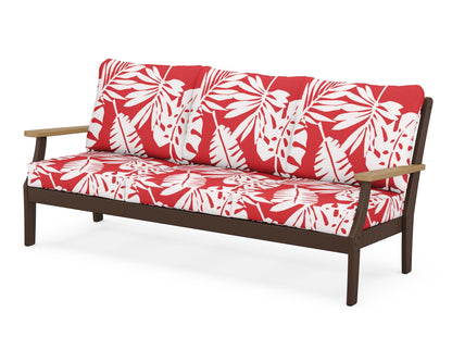 POLYWOOD® Braxton Deep Seating Sofa in Mahogany / Natural / Leaf Crimson