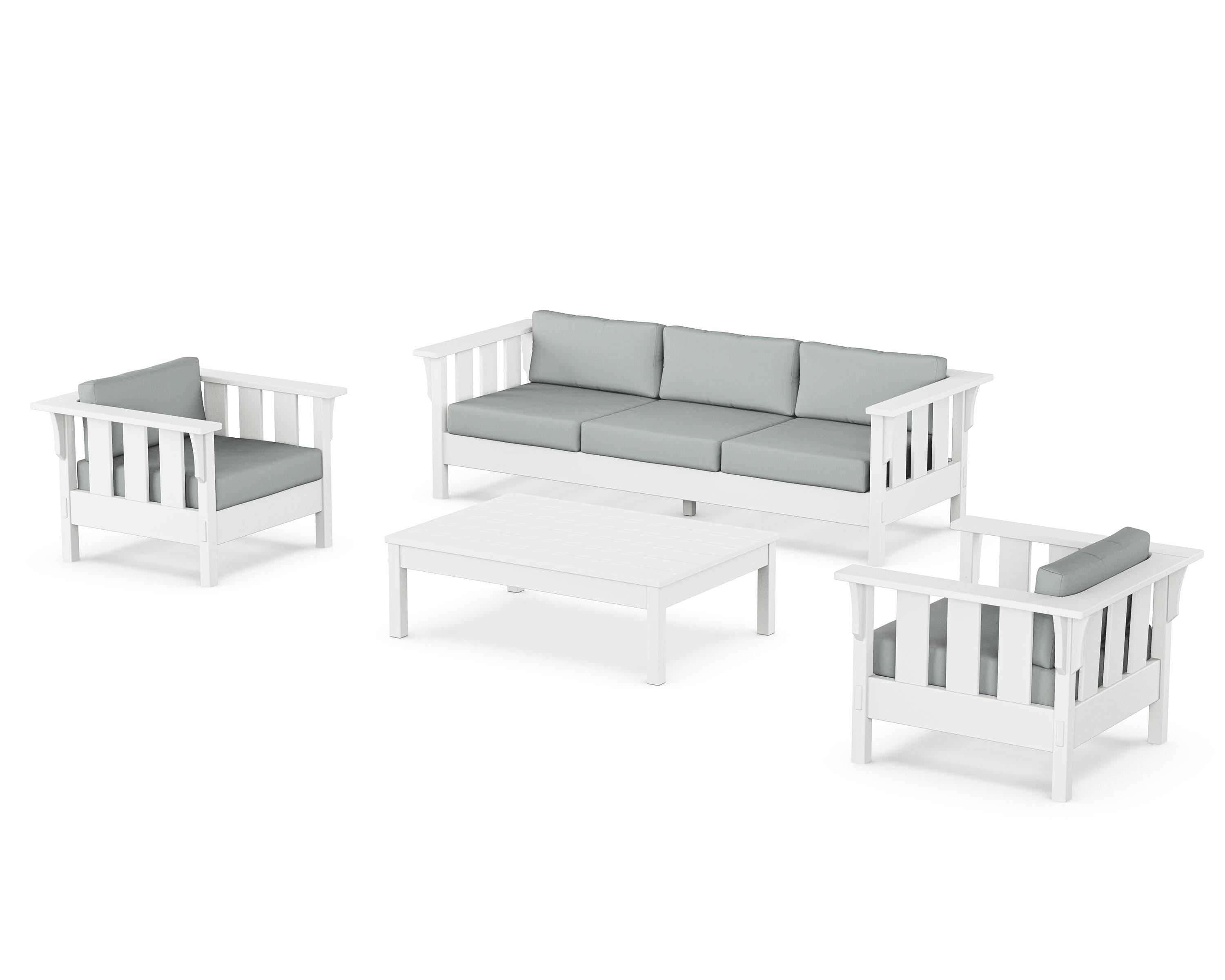 Martha Stewart by POLYWOOD® Acadia 4-Piece Deep Seating Set with Sofa in White / Spa