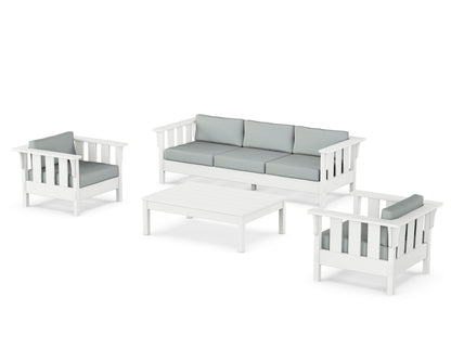 Martha Stewart by POLYWOOD® Acadia 4-Piece Deep Seating Set with Sofa in White / Spa