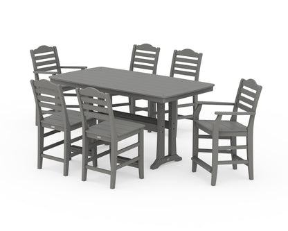 Draper James™ by  POLYWOOD® Savannah 7-Piece Counter Set with Trestle Legs in Slate Grey