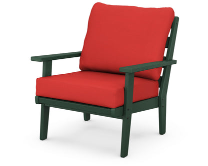 POLYWOOD® Grant Park Deep Seating Chair in Green / Crimson Linen