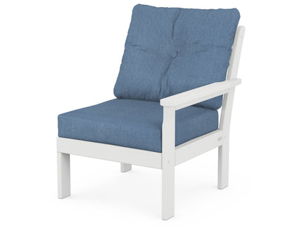 POLYWOOD® Vineyard Modular Right Arm Chair in White / Sky Blue