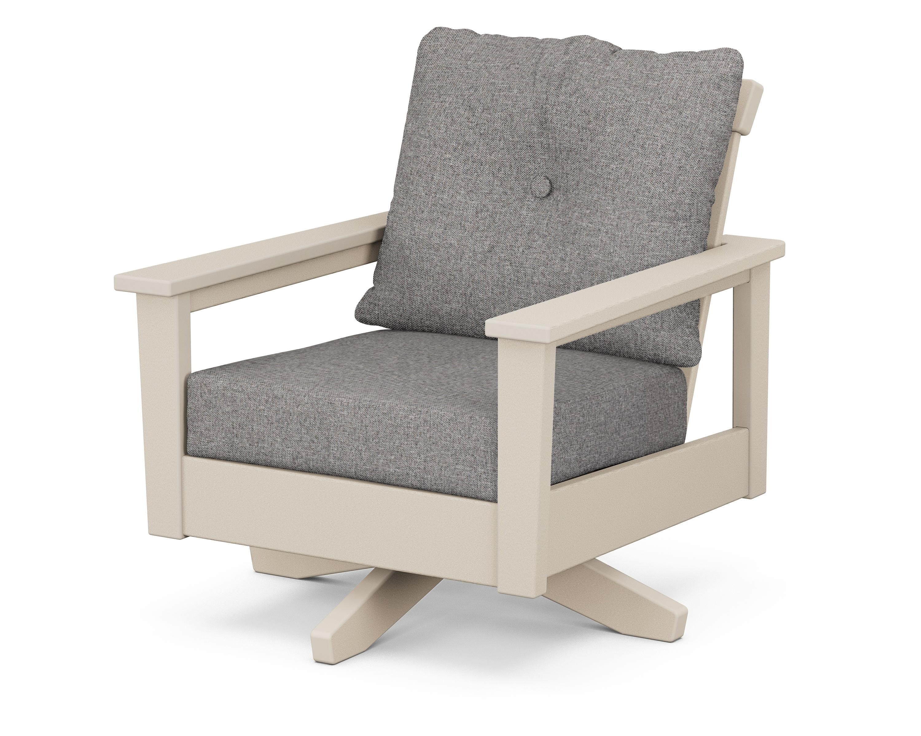 POLYWOOD® Prescott Deep Seating Swivel Chair in Sand / Grey Mist