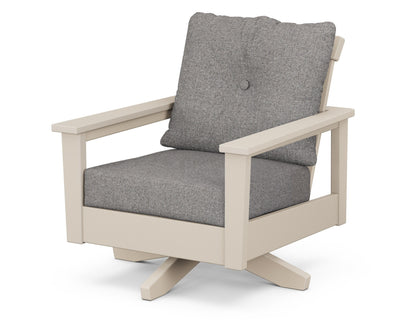 POLYWOOD® Prescott Deep Seating Swivel Chair in Sand / Grey Mist