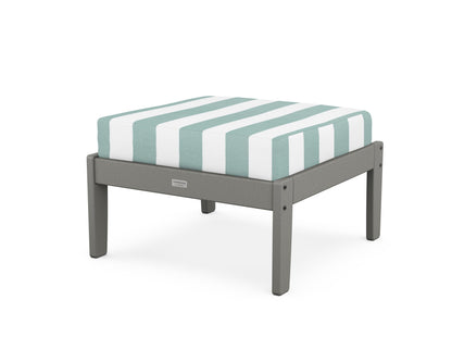 Country Living Cottage Deep Seating Ottoman in Slate Grey / Cabana Stripe Glacier Spa