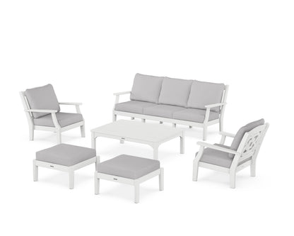Martha Stewart by POLYWOOD® Chinoiserie 6-Piece Lounge Sofa Set in White / Granite