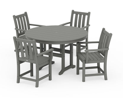 POLYWOOD® Traditional Garden 5-Piece Round Farmhouse Dining Set in Slate Grey