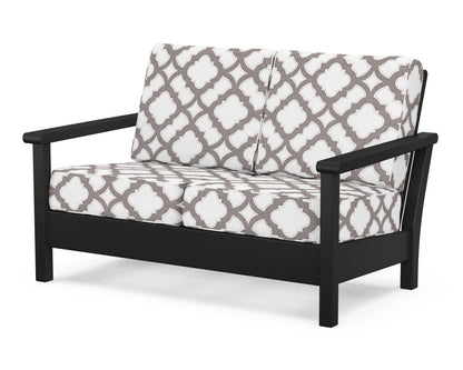 POLYWOOD® Harbour Deep Seating Loveseat in Black / Trellis Grey Mist