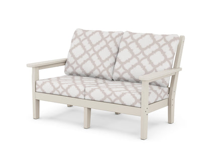 POLYWOOD® Chippendale Deep Seating Loveseat in Sand / Trellis Dune Burlap