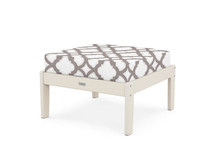 Country Living Cottage Deep Seating Ottoman in Sand / Trellis Grey Mist