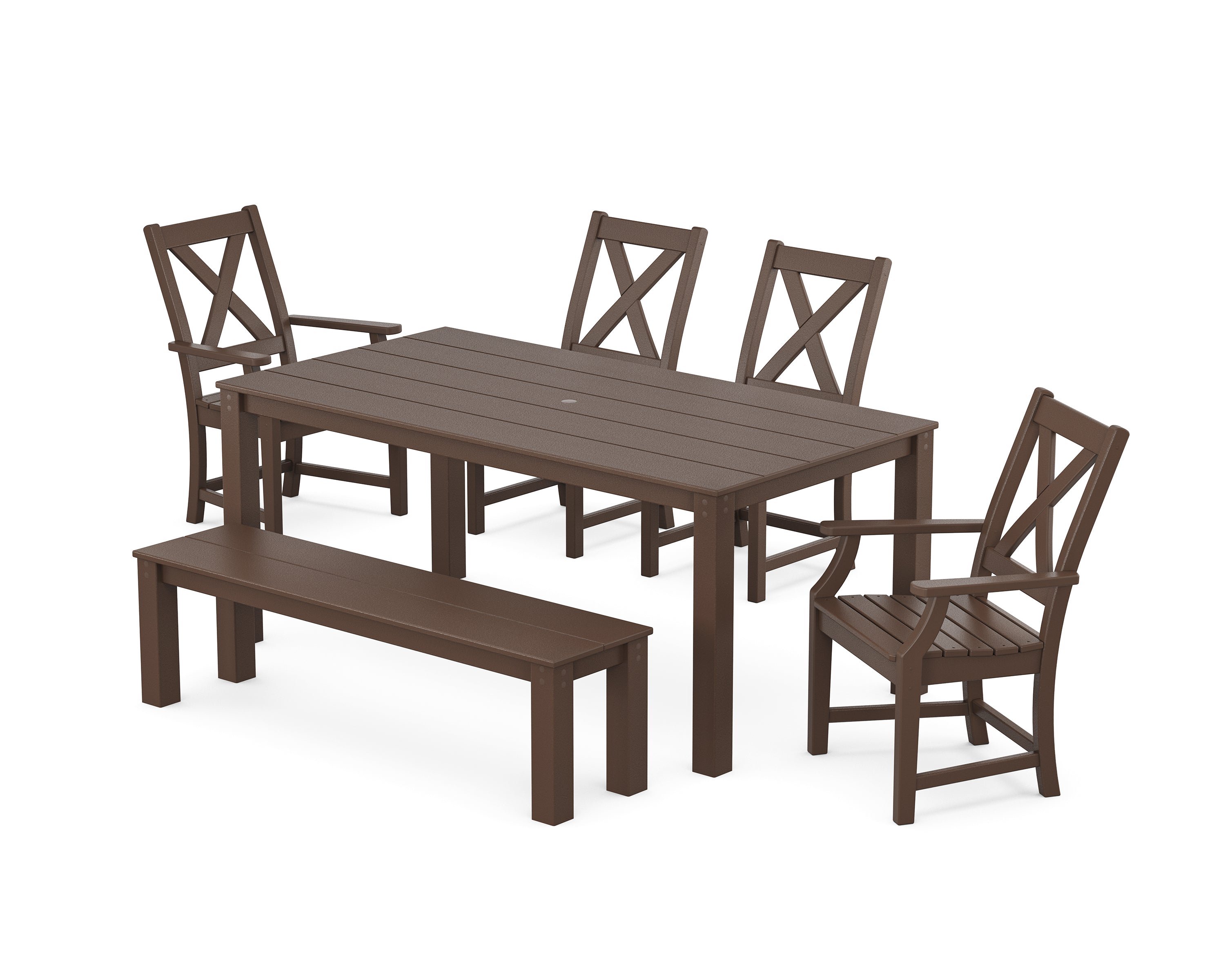 POLYWOOD® Braxton 6-Piece Parsons Dining Set with Bench in Mahogany