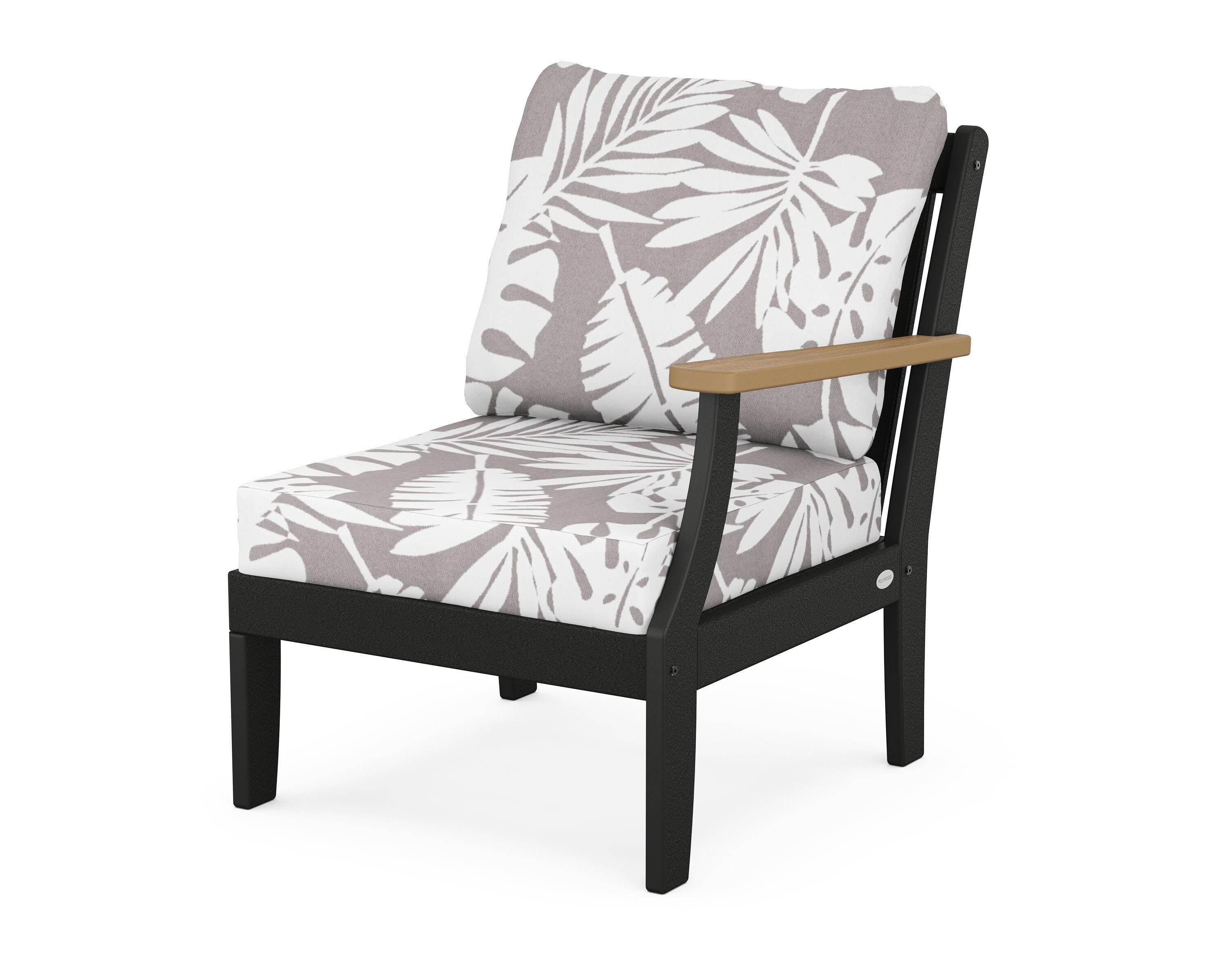 POLYWOOD® Braxton Modular Right Arm Chair in Black / Natural / Leaf Grey Mist