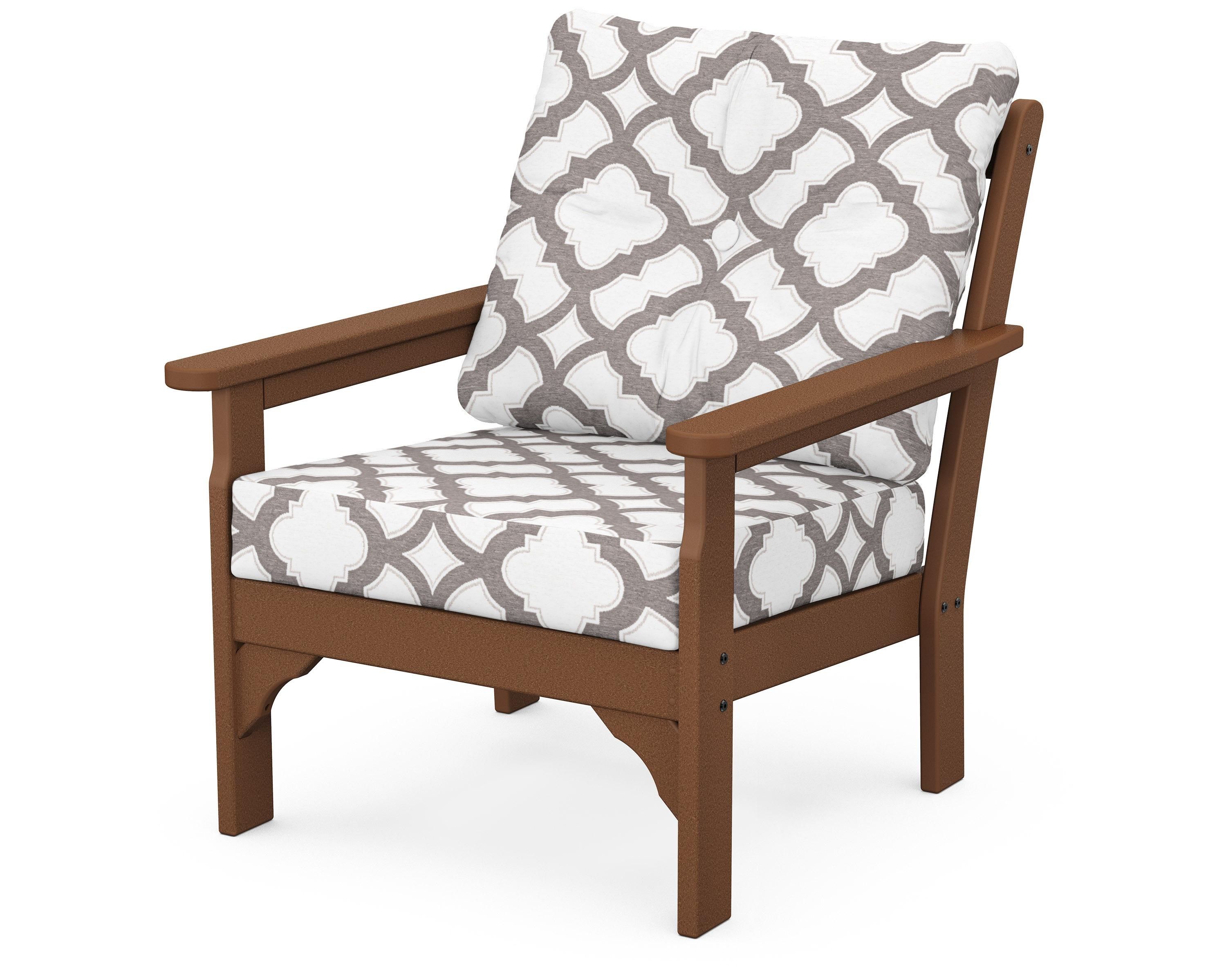 POLYWOOD® Vineyard Deep Seating Chair in Teak / Trellis Grey Mist