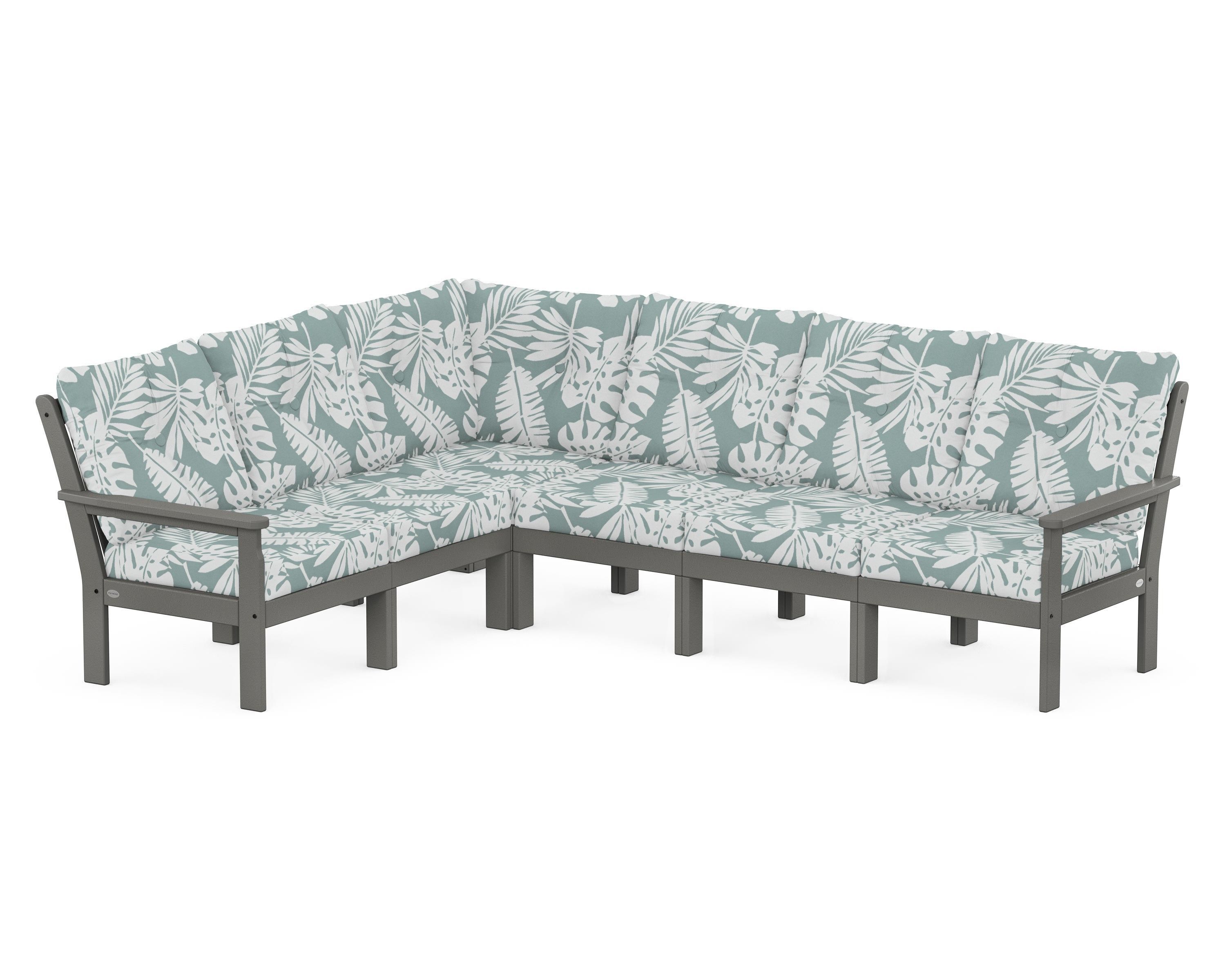 POLYWOOD® Vineyard 6-Piece Sectional in Slate Grey / Leaf Glacier Spa
