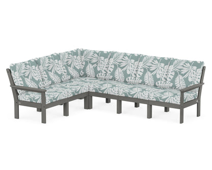 POLYWOOD® Vineyard 6-Piece Sectional in Slate Grey / Leaf Glacier Spa