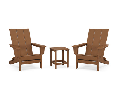 POLYWOOD® 3-Piece Modern Studio Folding Adirondack Set in Teak