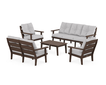 POLYWOOD® Lakeside 5-Piece Lounge Sofa Set in Mahogany / Granite