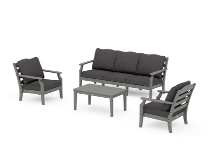 Draper James™ by  POLYWOOD® Savannah 4-Piece Deep Seating Set with Sofa in Slate Grey / Ash Charcoal