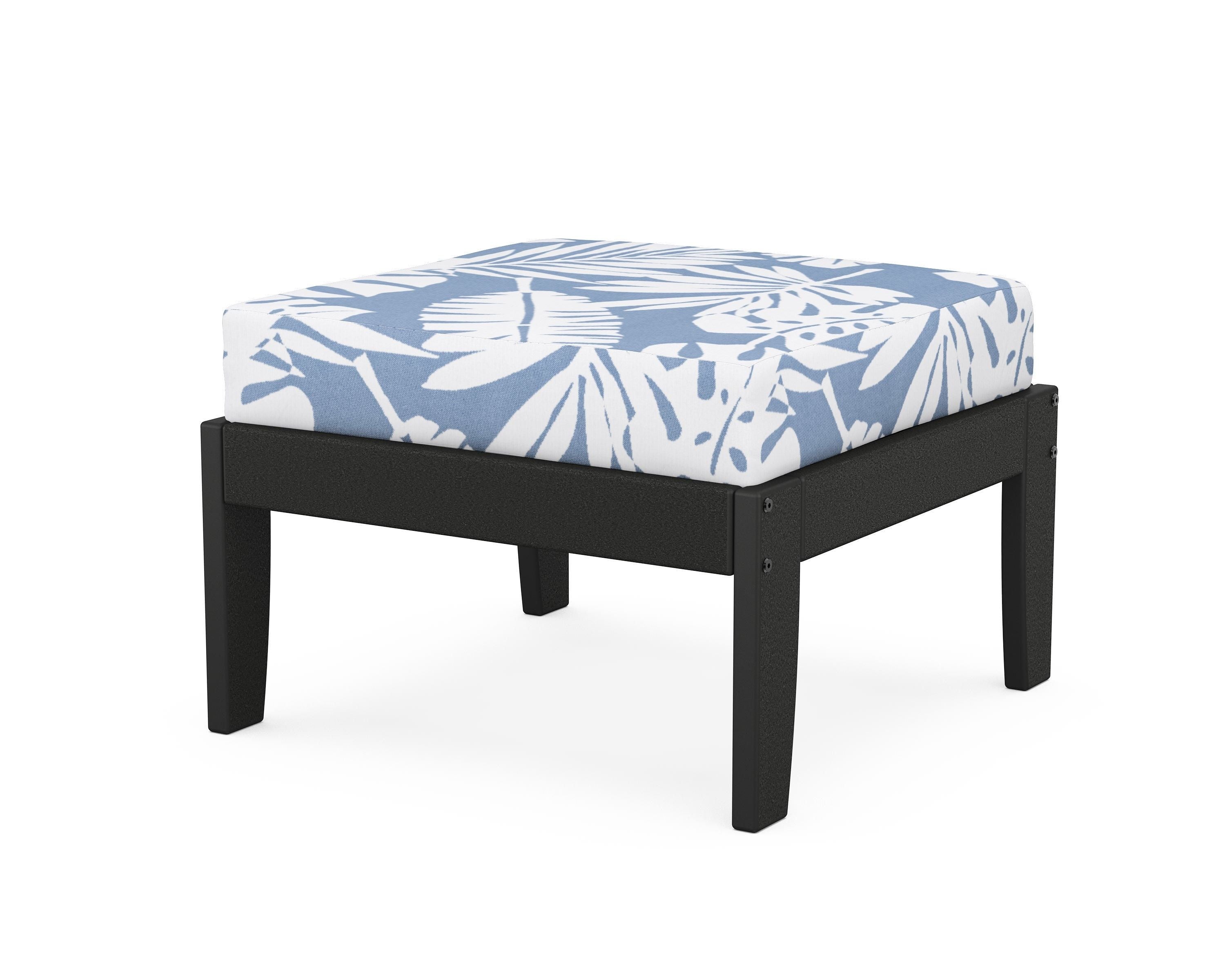 Unbranded Modular Ottoman - Classic in Black / Leaf Sky Blue