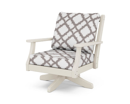 Country Living Wovendale Deep Seating Swivel Chair in Sand / Trellis Grey Mist