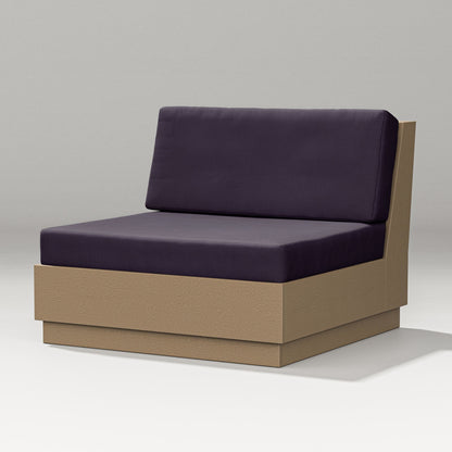 PW Designer Series Elevate Modular Armless Chair in Vintage Sahara / Navy Linen