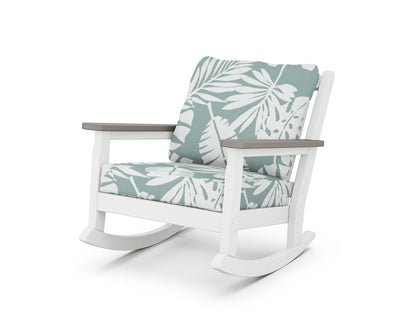 POLYWOOD® Chippendale Deep Seating Rocking Chair in White / Driftwood / Leaf Glacier Spa