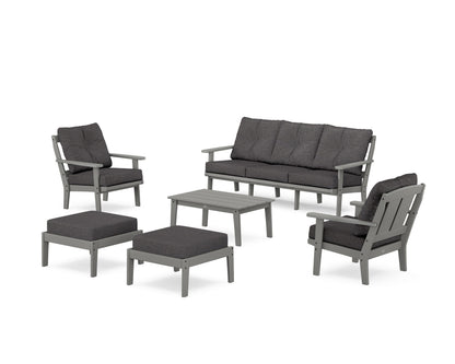 POLYWOOD® Mission 6-Piece Lounge Sofa Set in Slate Grey / Ash Charcoal
