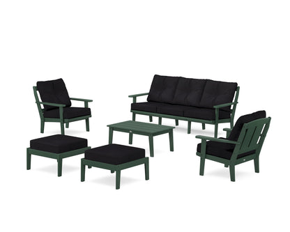POLYWOOD® Mission 6-Piece Lounge Sofa Set in Green / Midnight Linen