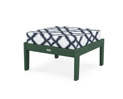 Country Living Cottage Deep Seating Ottoman in Green / Trellis Marine Indigo