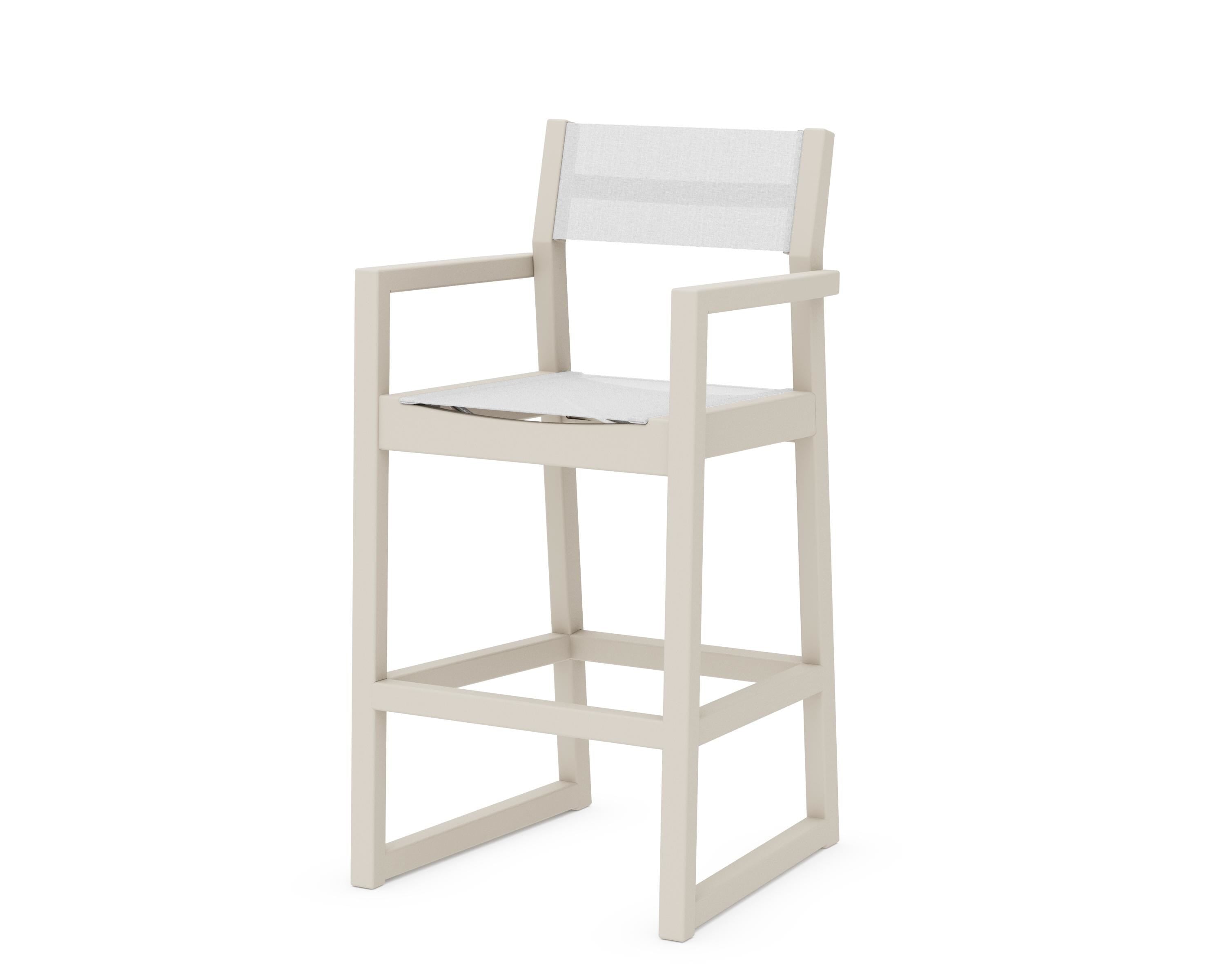 POLYWOOD® EDGE Sling Bar Arm Chair in Sand / White Sling