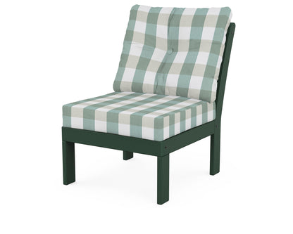 POLYWOOD® Vineyard Modular Armless Chair in Green / Buffalo Plaid Glacier Spa