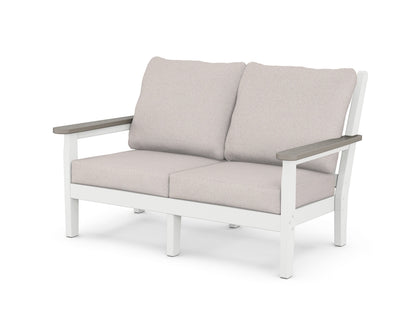 POLYWOOD® Chippendale Deep Seating Loveseat in White / Driftwood / Dune Burlap